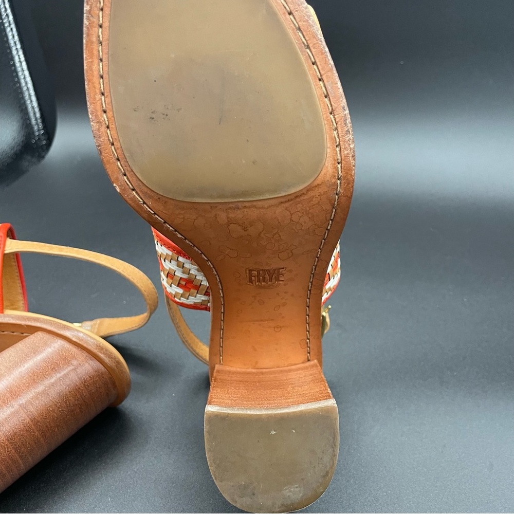 Frye Amy woven sandal, size 7 Boho stacked heel - Picture 8 of 12
